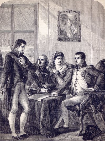 Ferdinand of Spain Resigning His Crown at the Dictation of the Emperor Napoleon by English School
